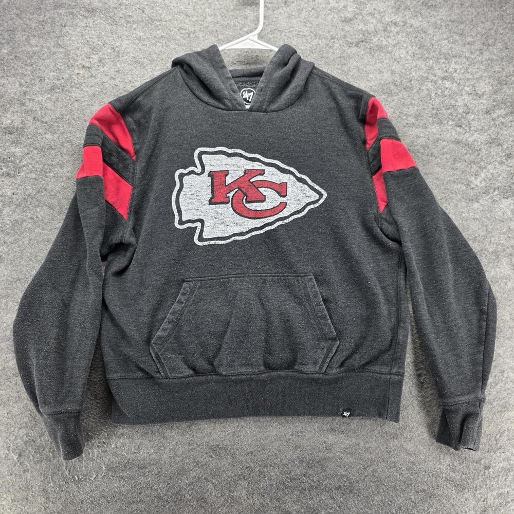 Kansas City Chiefs Sweatshirt Mens L Gray NFL Football '47 Hooded Pullover